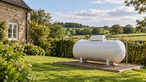 LPG tank in a rural garden